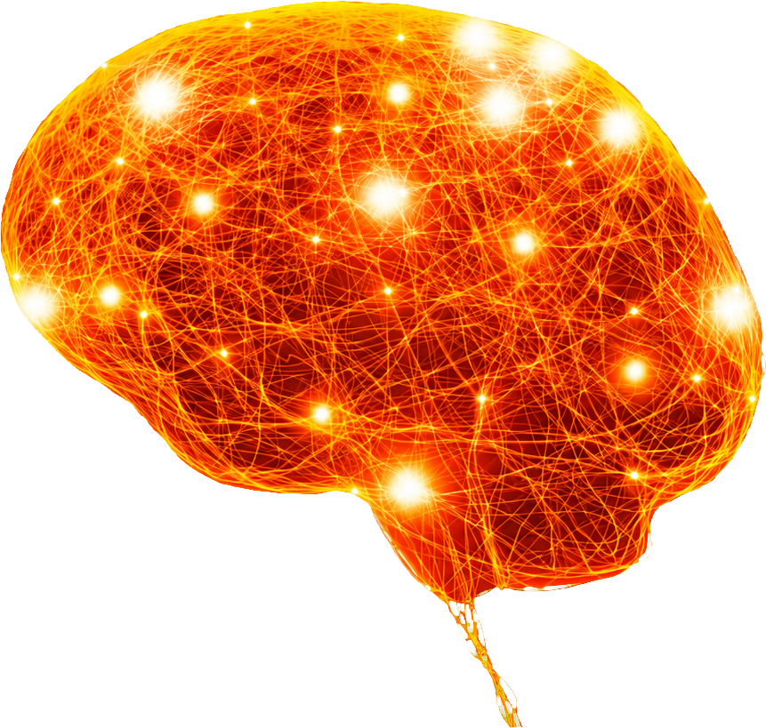 Glowing orange Claim IQ neural brain